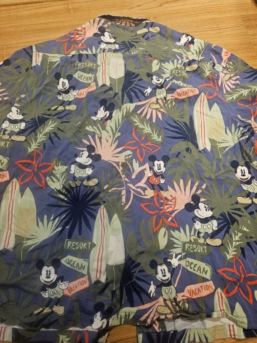 Disney Parks Mickey Mouse Hawaiian Surfboard Floral Button Up Shirt Mens Sz 3XL
